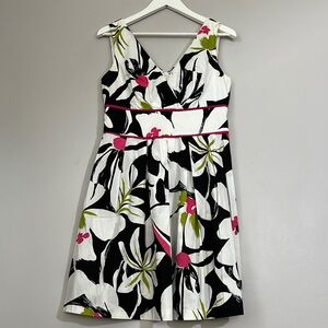 Floral Sleeveless Dress - Black, White, Pink